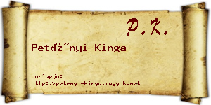 Petényi Kinga névjegykártya