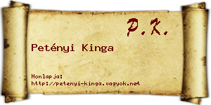 Petényi Kinga névjegykártya